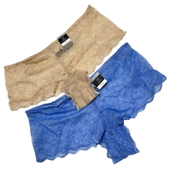 INC Intl Concepts Plus Size 1X Lace Boyshort Panties (2) Pair Frappe Blue NWT - Picture 2 of 6